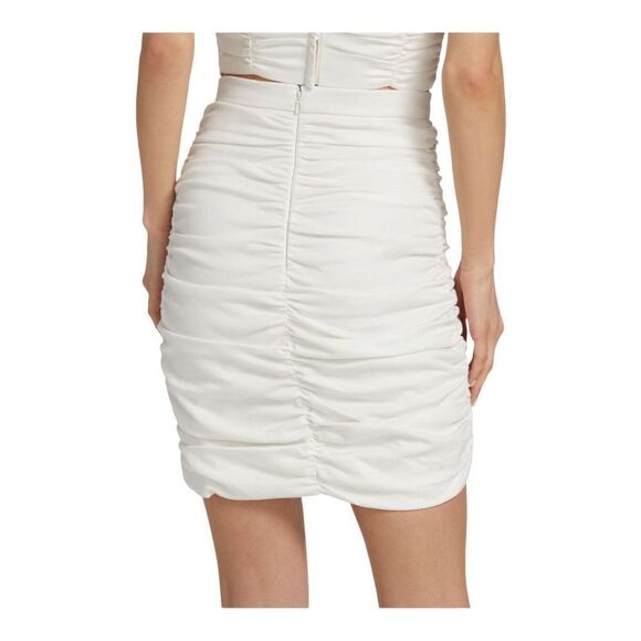 AMUR White Kit Ruched Cotton Mini Skirt Size Small NWT - Picture 4 of 8